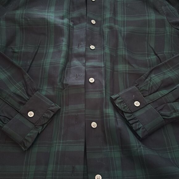 Untuckit Womens Plaid Ruffled Neck Blouse size 4 - Picture 3 of 3